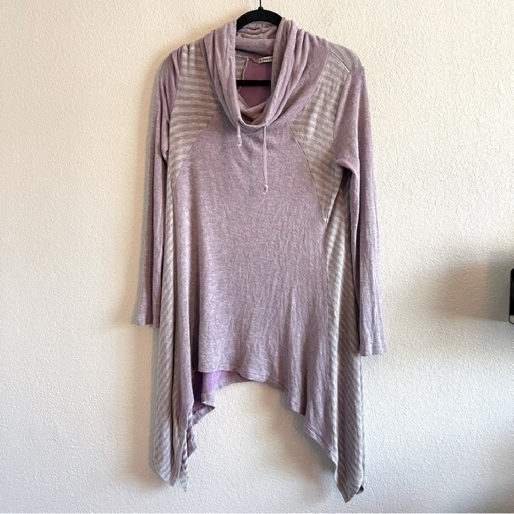 Junus Coban Light Purple Oversized Mock Neck Tunic Long Sleeve Womens Size Small